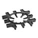 A black cast iron stove grate with a circular center and multiple protruding supports.