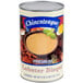 A can of Chincoteague Lobster Bisque next to a bowl of soup.