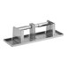 A stainless steel Lavex toilet paper dispenser with two rolls on it and a utility shelf.