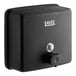 A Lavex matte black liquid soap dispenser with a black button.