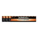 A close-up of a Duracell Coppertop Alkaline Batteries 12-pack box with several batteries inside.