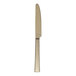 A Reserve by Libbey Santorini Gold stainless steel dessert knife with a long, silver blade and handle.