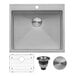 A Ruvati stainless steel sink with a drain installed in a counter.
