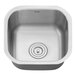 A Ruvati stainless steel sink with a drain.