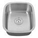 A Ruvati stainless steel sink with a drain.