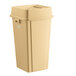 A beige Lavex plastic bin with lid.