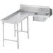 A stainless steel Advance Tabco soil dishtable on a stainless steel counter.
