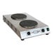 A Cadco stainless steel double electric hot plate on a counter.