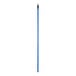 A blue metal pole with black threading.