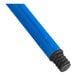 A blue metal Lavex broom handle with a black end.