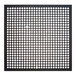 A black hard coat anodized aluminum square pizza disk with perforated white dots.
