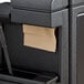 A black Lavex open top waste container with 2 paper towel dispensers attached.
