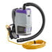 A ProTeam GoFit backpack vacuum cleaner with wand and multi-surface tool attached to the hose.