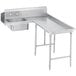 A stainless steel L-shape dishtable by Advance Tabco on a counter.