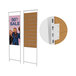 White wood panel adapter for Vertik retail clothing displays attached to two wooden retail clothing displays.