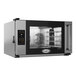 A stainless steel Cadco Bakerlux countertop convection oven with a glass door.