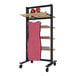 A Udizine black clothing display rack with a pink dress on it.