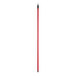 A red metal rod with black threading.
