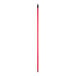 A long red metal broom handle with a black tip.