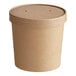 A brown Choice paper food container with a vented paper lid.