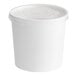 A white Choice double poly-coated paper food container with a vented plastic lid.