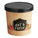 A Choice Medley paper soup container with a black vented lid on a deli counter.