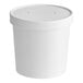 A white Choice double poly-coated paper food container with a vented paper lid.