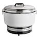 An Emperor's Select natural gas rice cooker with a white and black pot and lid.