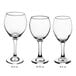 Three Acopa Bouquet wine glasses with measurements on a white background.