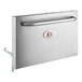 A stainless steel door assembly with a handle.