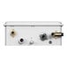 The white box of an Eccotemp Liquid Propane Tankless Water Heater with gold and silver pipes inside.
