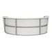 A white Correll curved U-shape reception desk.