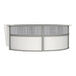 A white Correll curved reception desk with a white surface.