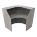 A Correll curved corner reception desk with a curved top and front.
