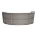 A Correll curved reception desk with an ash laminate finish.