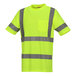 A Tingley hi-vis yellow short sleeve safety shirt with grey reflective stripes.