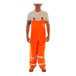Tingley orange rain overall with reflective stripes on a person.