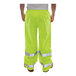 A person wearing Tingley Vision hi-vis lime pants with yellow reflective stripes.