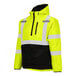 A Tingley hi-vis yellow pullover jacket with black panels and reflective stripes.