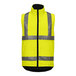 A Tingley hi-vis lime and black reversible vest with reflective stripes.