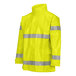 A Tingley lime yellow rain jacket with reflective stripes.