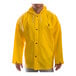 A person wearing a yellow Tingley DuraScrim rain jacket.