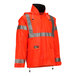 A Tingley Hi-Vis orange jacket with reflective stripes.