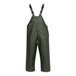 A pair of green Tingley rain overalls with suspenders.