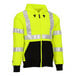 A Tingley hi-vis lime zip-up sweatshirt with reflective stripes.