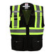 A black and yellow Tingley safety vest with reflective stripes and X-back tape.