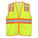 A yellow Tingley safety vest with orange and grey reflective stripes.