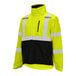 A yellow and black Tingley safety jacket with white stripes.