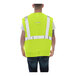 A person wearing a Tingley hi-vis lime yellow safety vest.