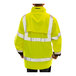 A person wearing a Tingley hi-vis lime yellow jacket with black panels.